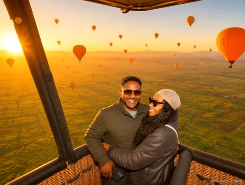 Ballonvaart boven het Atlasgebergte voorafgaand aan een kamelenrit in de Palmeraie