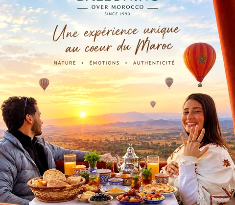 Private hot air balloon flight over Marrakech at sunrise