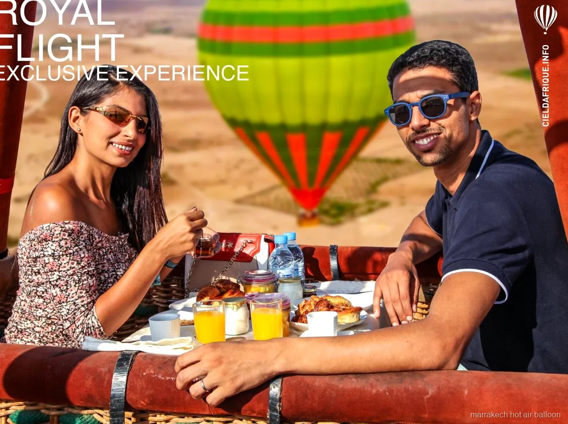 Private balloon basket prepared for takeoff near Marrakech